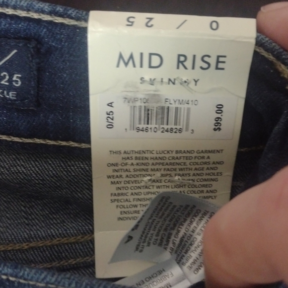 Lucky brand mid rise skinny size 0/25 - Picture 3 of 4